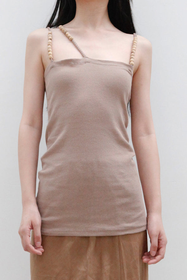 BASERANGE Ribbed Cotton Needle Tank Top TONI and TOTV Collection Made in Portugal TOTV-RC-AU23-TSM Dehydrated Beige TONI